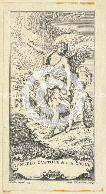 An angel leading a young boy and gesturing to the clouds, ca. 1708-82. Creator: Antonio Visentini.