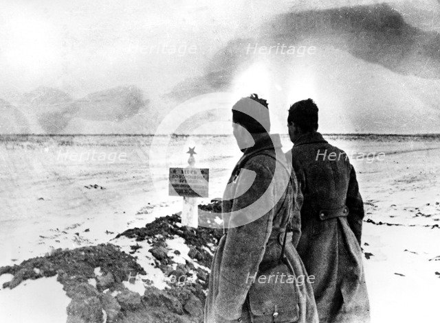 Mass grave of Russian soldiers, Stalingrad front, Russia, January 1943. Artist: Unknown