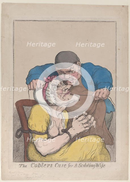 The Cobbler's Cure for a Scolding Wife, 1813., 1813. Creator: Thomas Rowlandson.