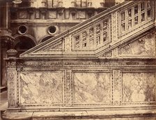 Marble Stairway Decorated with Architectural Sculpture, 1880s. Creator: Unknown.