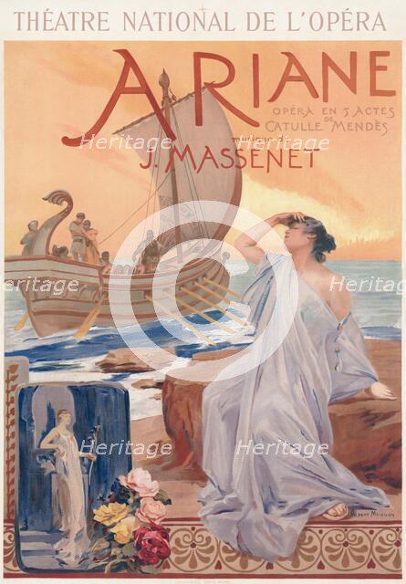 Poster for the premiere of the Opera Ariane by Jules Massenet  , 1906. Creator: Maignan, Albert Pierre-René (1845-1908).