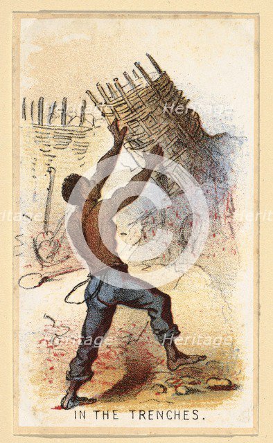 In The Trenches, pub. 1864 (colour lithograph). Creator: Winslow Homer (1836–1910).