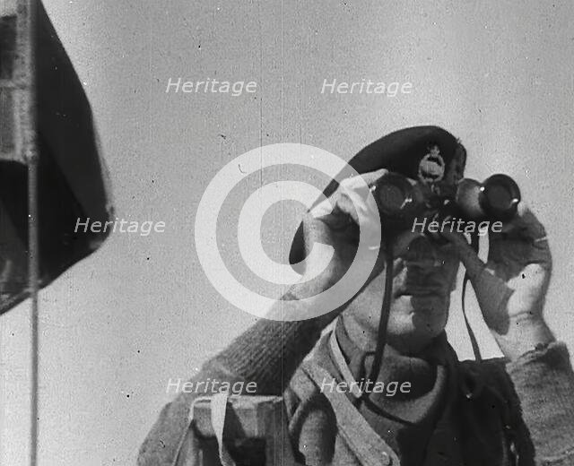 Field Marshal Bernard Montgomery Using Binoculars, 1942. Creator: British Pathe Ltd.