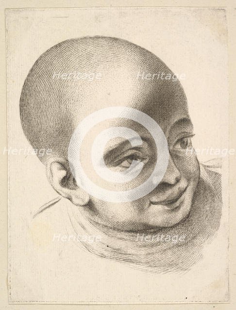 Head of a Child, from Livre de Têtes Gravées d'apres F. Boucher et Autres (Book of..., 18th century. Creator: Unknown.
