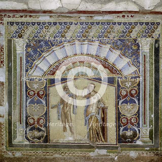 Roman mosaic in the Nymphaeum of the House, Herculaneum, Italy. Artist: Unknown