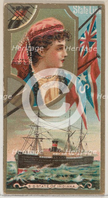 Steamship State of Indiana, State Line, from the Ocean and River Steamers series (N83) for..., 1887. Creator: Unknown.