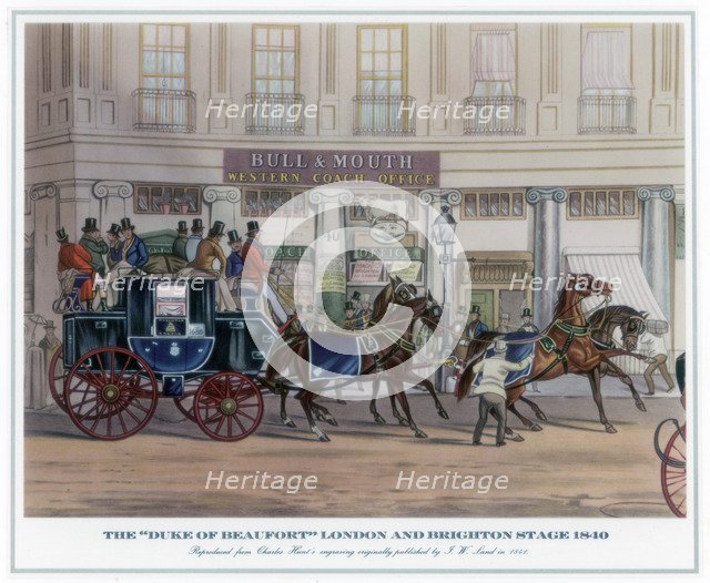 The 'Duke of Beaufort' London and Brighton Stage, 1840, (1841).Artist: JW Land