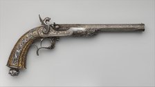 Percussion Exhibition Pistol, French, dated 1851. Creators: Lepage Moutier, Antoine Vechte, Léopold Bernard.