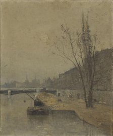 Esquisse pour la galerie des Tourelles nord de l'Hôtel de Ville de Paris : La Seine au..., c.1890. Creator: Rene Billotte.