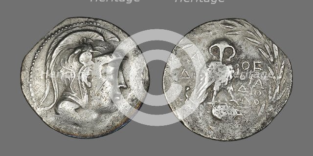 Tetradrachm (Coin) Depicting the Goddess Athena, 196-187 BCE. Creator: Unknown.
