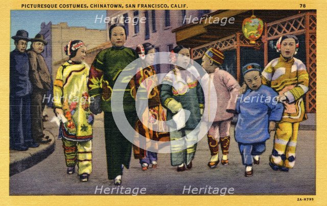Picturesque costumes, Chinatown, San Francisco, California, USA, 1932. Artist: Unknown