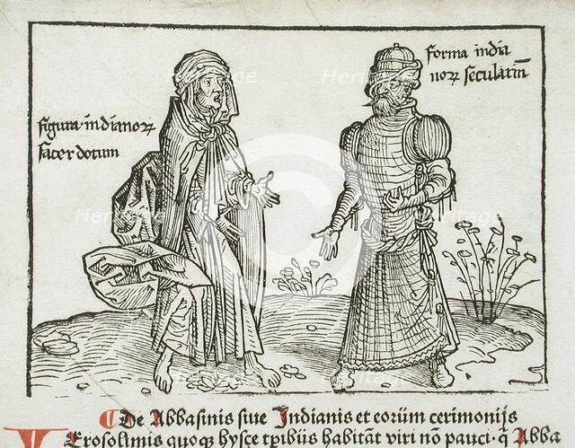 Two Figures, called 'Indians', published 1486. Creator: Erhard Reuwich.