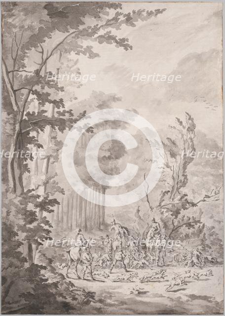 A Hunting Party at Marly, late 17th or early 18th century. Creator: Jean Baptiste Martin, Le Vieux (French, 1659-1735), attributed to.