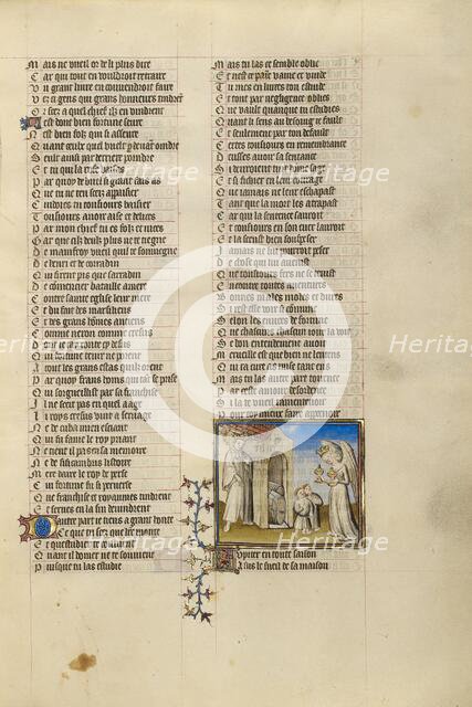 Jupiter with a Crown and a Scepter at the Threshold of a House; Roman de la Rose, about 1405. Creator: Unknown.