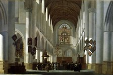  'Interior of St. Bavo Church in Harlem' 1668, oil on canvas by Job Berckheyde.