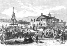 The Camp at Aldershott: the gymnasium, 1868. Creator: Mason Jackson.