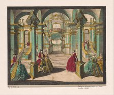 View of the interior of a palace, with several richly dressed ladies and gentlemen, 1684-1756. Creator: Martin Engelbrecht.