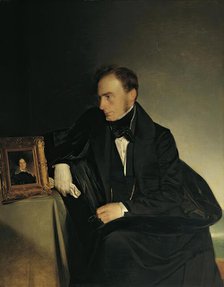 The painter Franz Wipplinger, looking at the miniature portrait of his deceased sister, 1833. Creator: Franz Eybl.