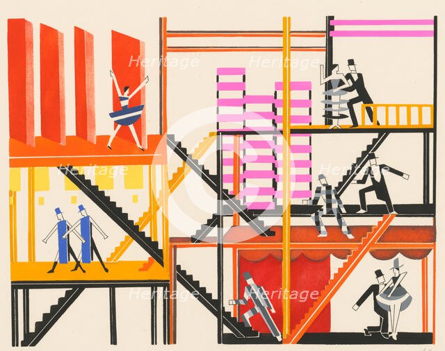 Scenic design from the portfolio Décors de Théâtre, 1930. Creator: Exter, Alexandra Alexandrovna (1882-1949).