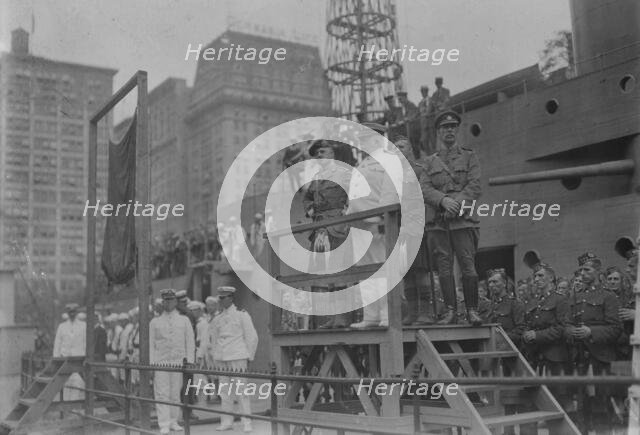 Captain Adams addresses recruits, July 1917. Creator: Bain News Service.