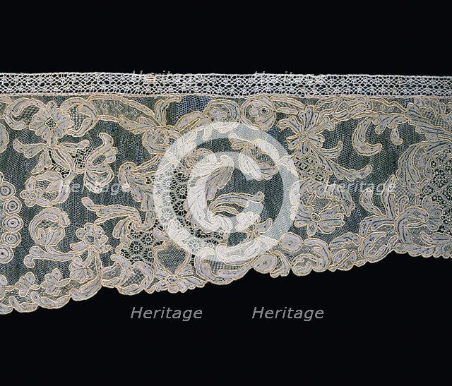 Sleeve Ruffle (Engageante) and Lappets (Joined), France, 1740s. Creator: Unknown.