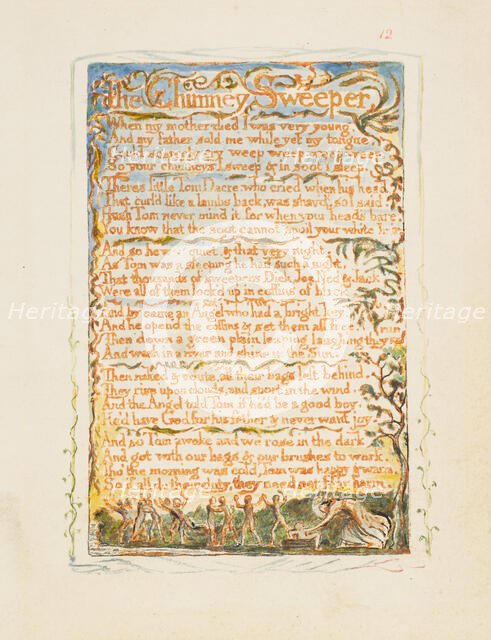 Songs of Innocence and of Experience: The Chimney Sweeper, ca. 1825. Creator: William Blake.