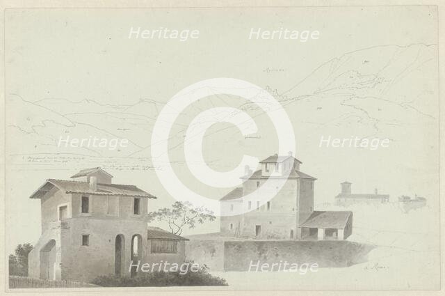 View of Roviano, Houses in Rome in the Foreground, c.1809-c.1812. Creator: Josephus Augustus Knip.