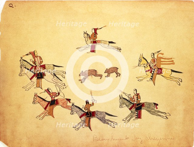 'The Bear Hunt', 1875. Artist: Making Medicine