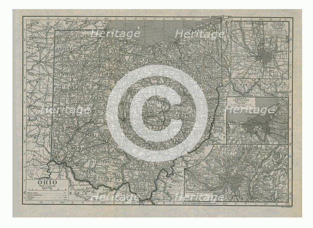 Map of Ohio, USA, c1910s. Creator: Emery Walker Ltd.