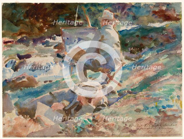 An Artist at His Easel, 1914. Creator: John Singer Sargent.