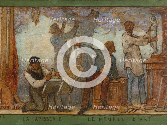 Art spreads its light far and wide: Crafts and industrial design: Sketch for the drawing..., 1880. Creator: Edmond Eugene Valton.