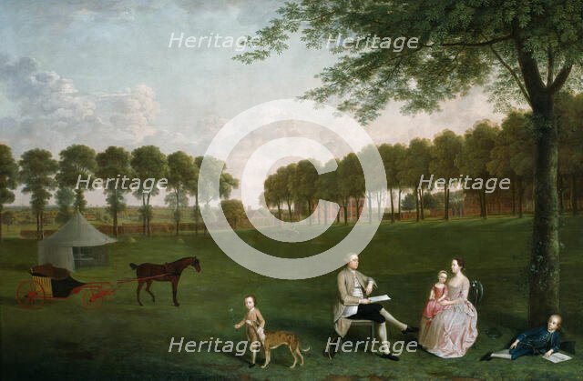 Sir John Shaw and his Family in the Park at Eltham Lodge, Kent, 1761. Creator: Arthur Devis.