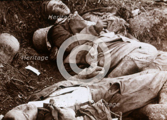 Bodies of German grenadiers, c1914-c1918. Artist: Unknown.