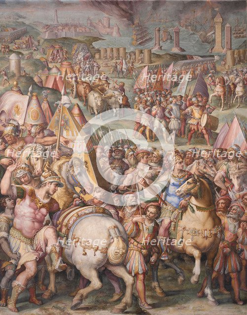 The emperor Maximilian lifts the Siege of Livorno, 1568-1571. Artist: Vasari, Giorgio (1511-1574)