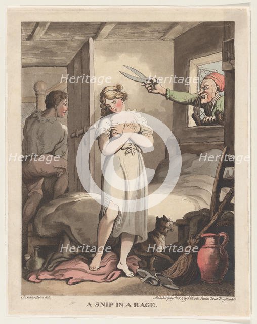 A Snip in a Rage, July 1, 1802., July 1, 1802. Creator: Thomas Rowlandson.