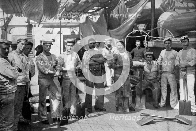 Some of the stokers of the battleship HMS 'Camperdown', 1896.Artist: Gregory & Co