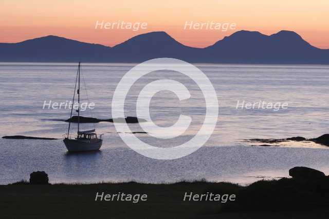 Sunset over Jura seen from Kintyre, Argyll and Bute, Scotland.