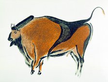 Bison, copy of a Palaeolithic cave painting at Altamira, northern Spain, 1913. Artist: Unknown