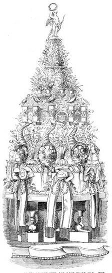 Marriage of Sir Robert Peel and Lady Emily Hay - the Bridecake, 1856.  Creator: Unknown.