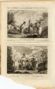 Russian Dresses, ca 1775. Artist: Tookey, James (active End of 18th cen.)