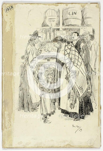 London East End: Sketch in an East End Gin Shop, 1899. Creator: Philip William May.