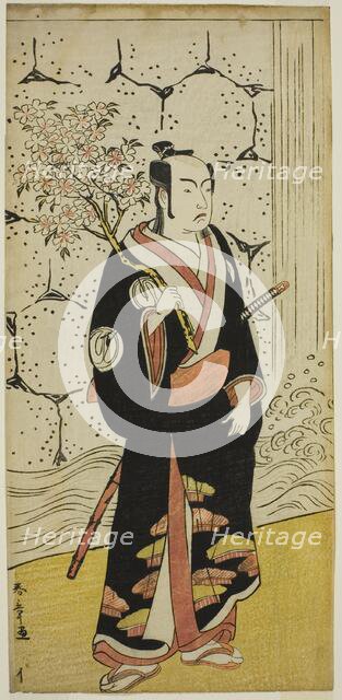 The Actor Sawamura Sojuro III as Sonobe Zaemon in the play "Shin Usuyuki Monogatari..., c. 1779. Creator: Shunsho.