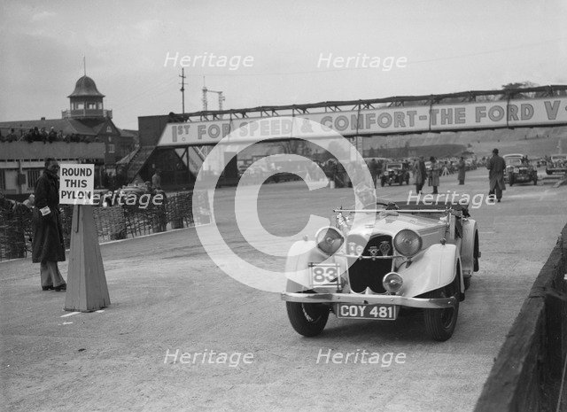 Riley Lynx Sprite competing in the JCC Rally, Brooklands, Surrey, 1939. Artist: Bill Brunell.