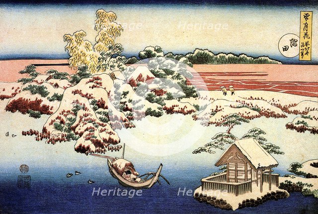 Snowscape by the Sumida River, c1832. Creator: Hokusai, Katsushika (1760-1849).