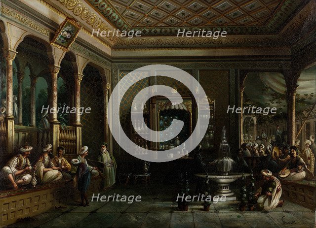 Coffee House in Tophane, Second Half of the 19th cen.. Artist: Jivanian, Megerdich (1848-1906)