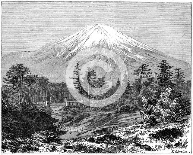 Mount Fuji, Japan, 19th century. Artist: F Schrader