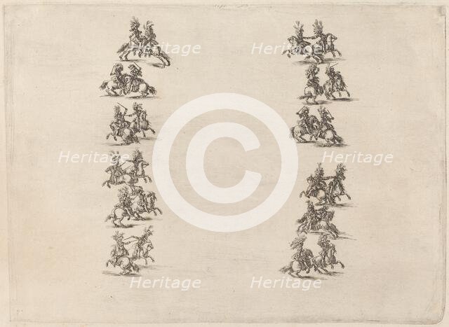 Cavaliers Fighting in Two Columns, 1652. Creator: Stefano della Bella.