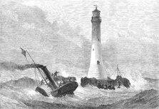 Completion of the Wolf-Rock Lighthouse: putting the keepers on the Rock, 1870. Creator: Unknown.