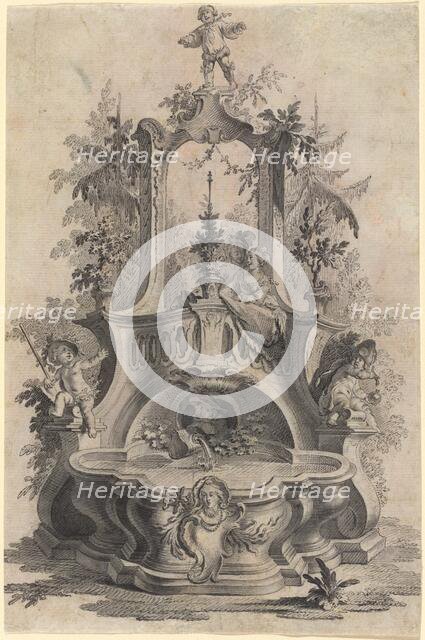 Rococo Fountain with Lovers and the Four Elements. Creator: Johann Esaias Nilson.