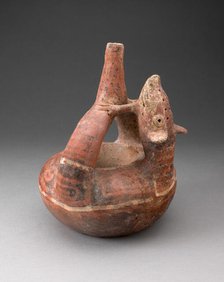 Stirrup Spout Vessel with Circular Body and Molded Head and Arms of Animal, 200 B.C./A.D. 200. Creator: Unknown.